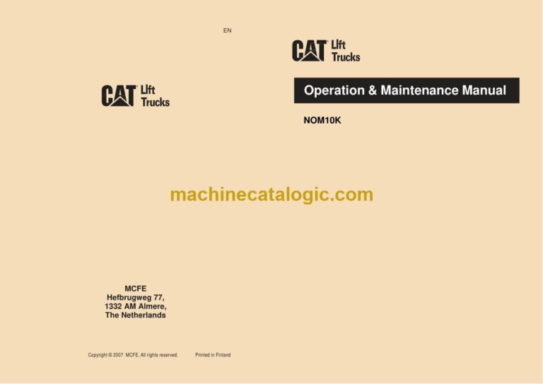 Caterpillar NOL10NF Order Picker Operator Manual (WHOMM0025)