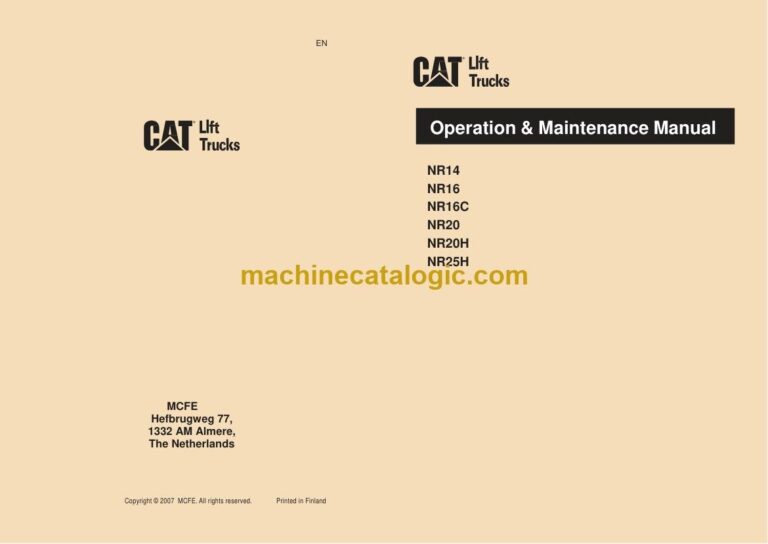 Caterpillar NR14 Reach Truck Operator Manual (WHOMM0031)