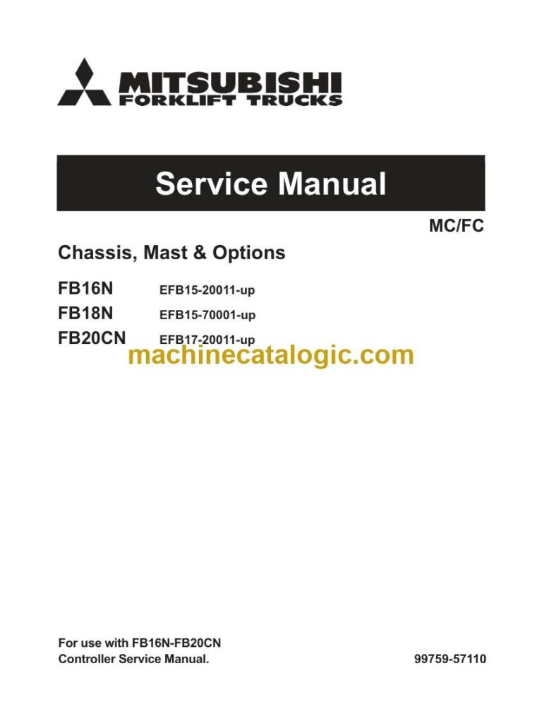 Mitsubishi FB16N Forklift Service Manual (99759-57110)
