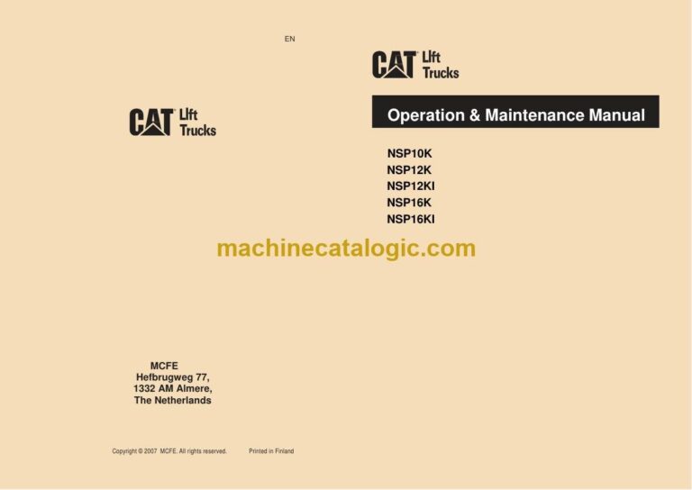 Caterpillar NSP10K Stacker Operator Manual (WHOMM0015)