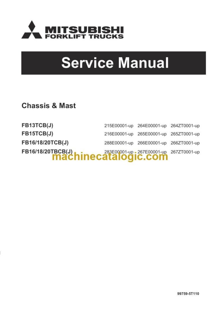 Mitsubishi FB16TBCB(J) Forklift Service Manual (99759-5T110)