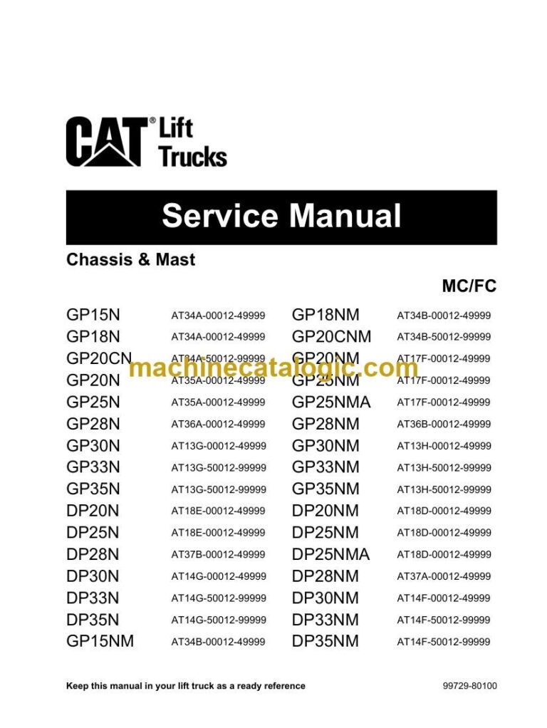 Caterpillar DP35NM Forklift Service Manual (99729-80100)