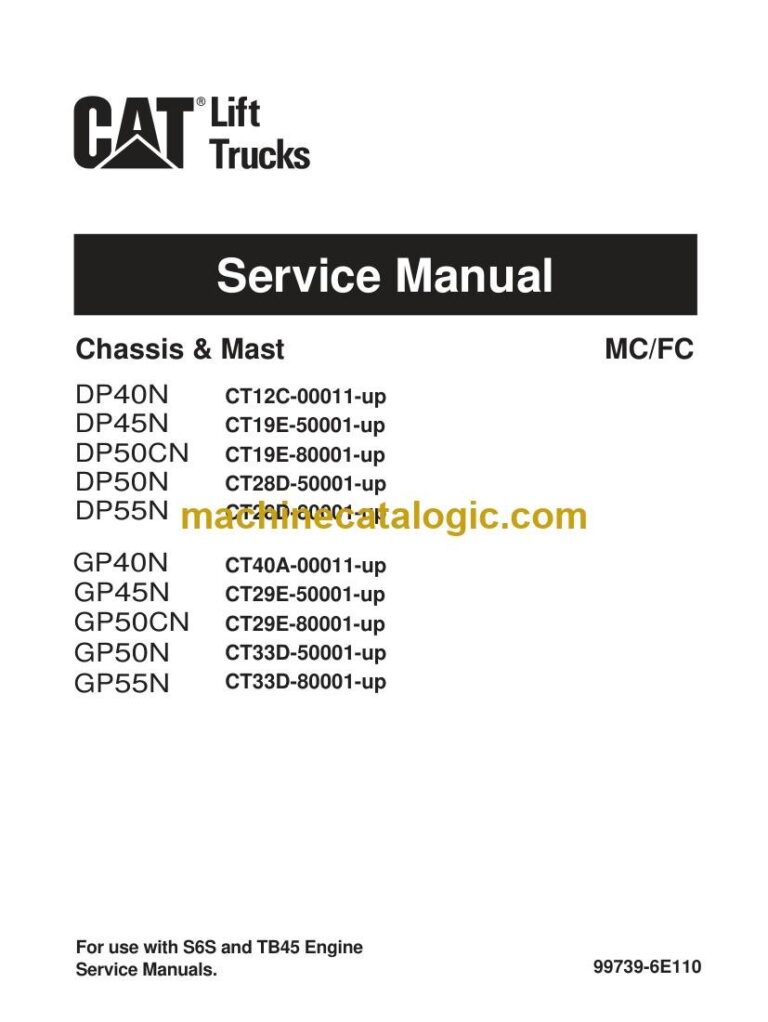 Caterpillar DP50N Forklift Service, Operator and Schematic Manual (99739-6E110)