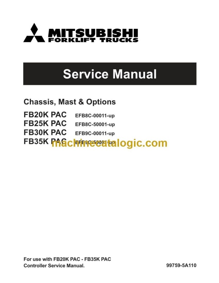 Mitsubishi FB20K PAC Forklift Service Manual (99759-5A110)