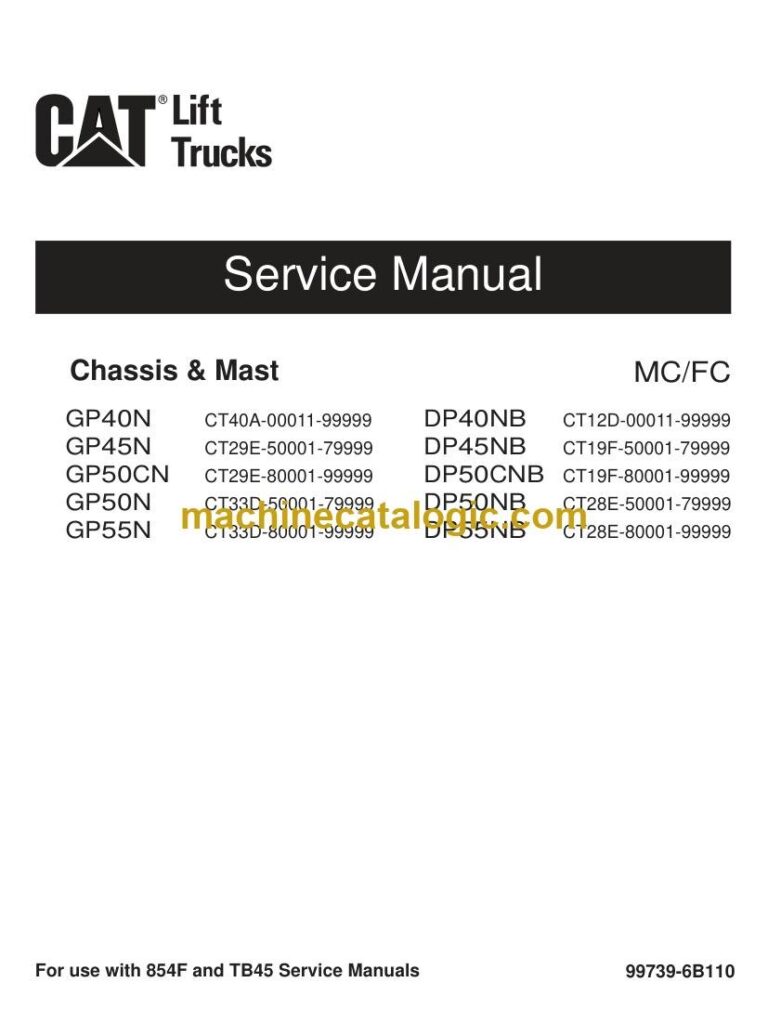 Caterpillar DP50NB Forklift Service and Operator Manual (99739-6B110)