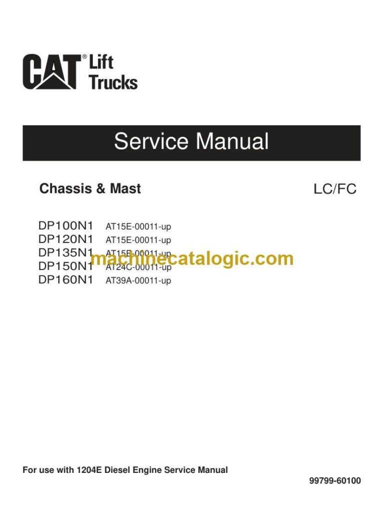 Caterpillar DP160N1 Forklift Service and Operator Manual (99799-60100)
