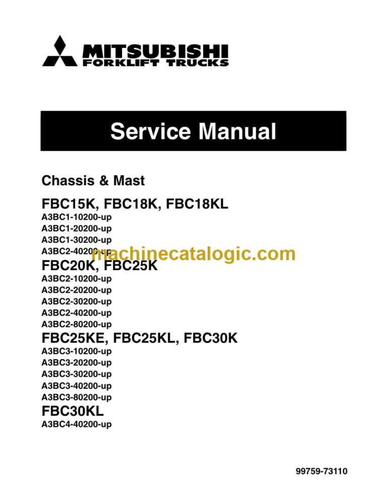 Mitsubishi FBC25K Forklift Service Manual (99759-73110)