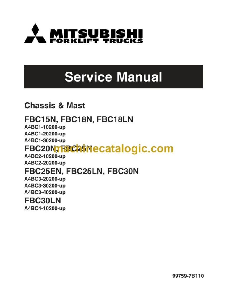 Mitsubishi FBC30N Forklift Service Manual (99759-7B110)