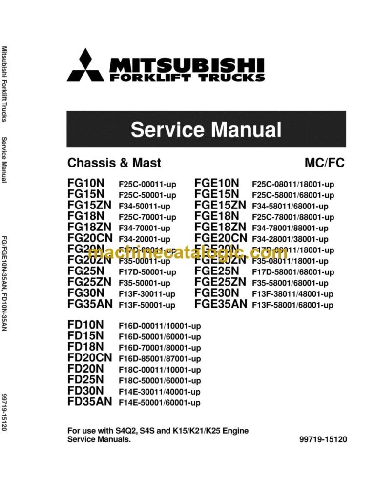 Mitsubishi FD20N Forklift Service Manual (99719-15120)