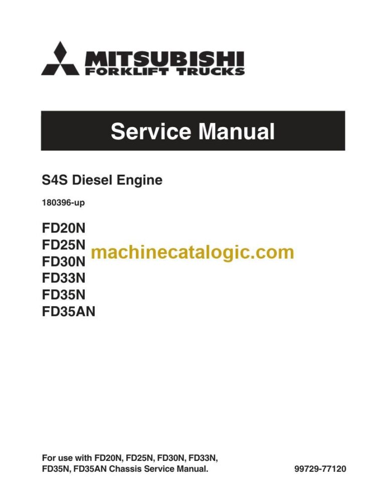 Mitsubishi FD33N Forklift Engine Service Manual (99729-77120)