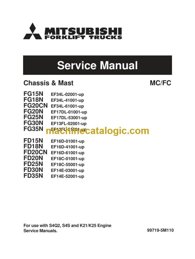 Mitsubishi FD35N Forklift Service Manual (99719-5M110)