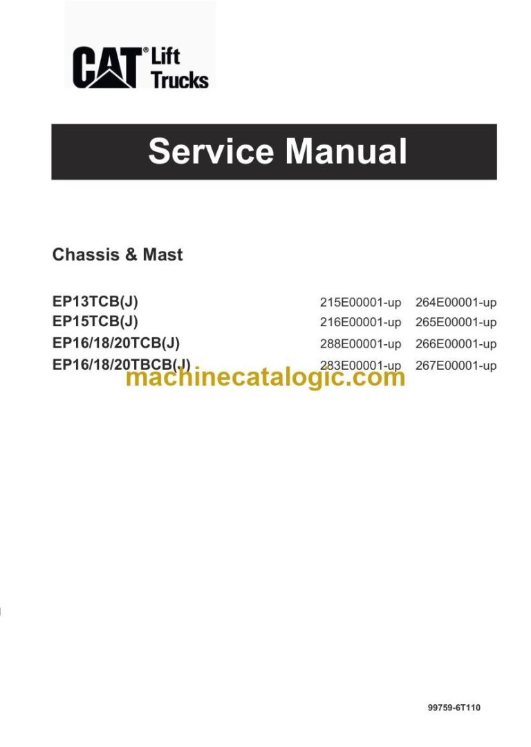 Caterpillar EP13TCB(J) Forklift Service and Operator Manual (99759-6T110)