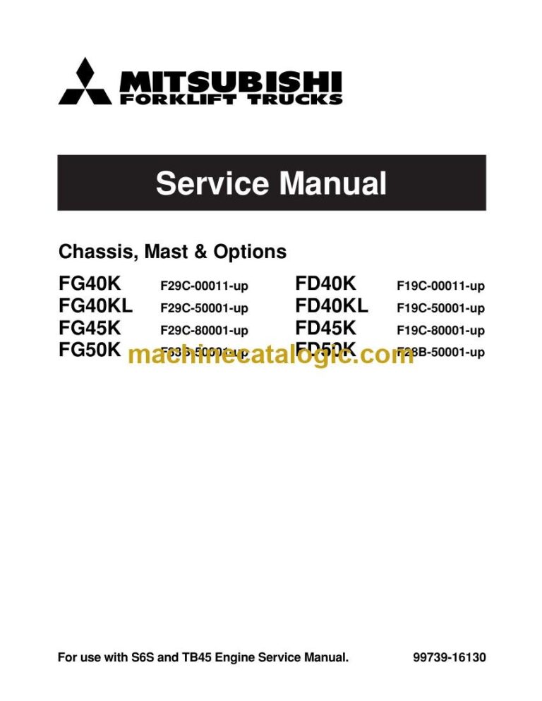 Mitsubishi FD45K Forklift Service Manual (99739-16130)