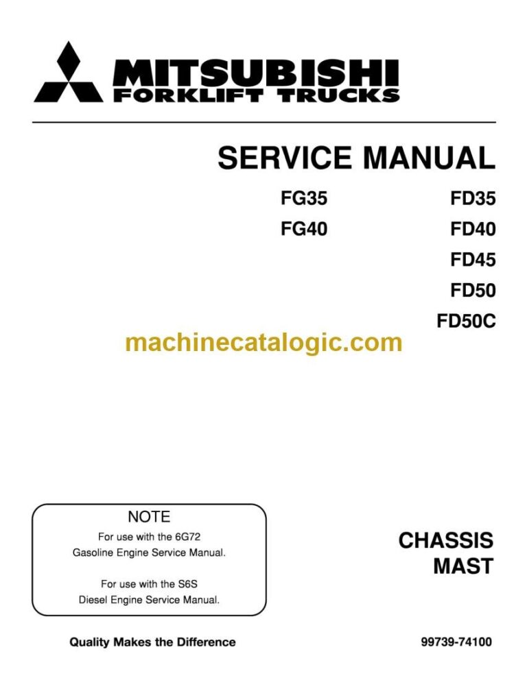 Mitsubishi FD50 Forklift Service Manual (99739-74100)