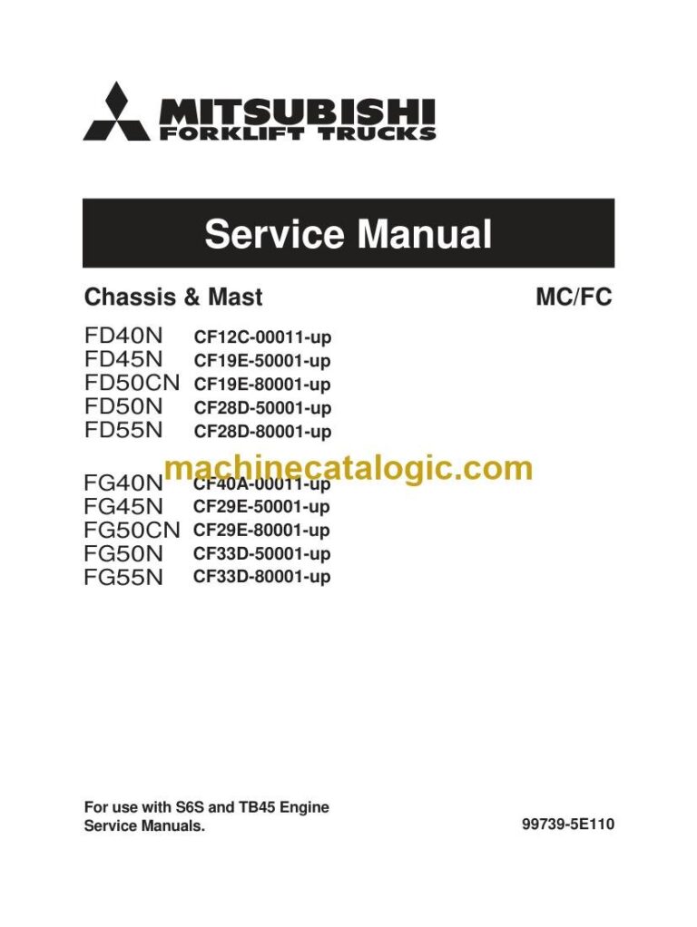 Mitsubishi FD50CN Forklift Service Manual (99739-5E110)