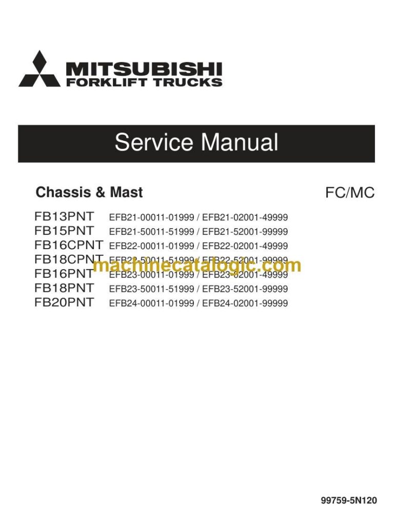 Mitsubishi FB13PNT Forklift Service Manual (99759-5N120)