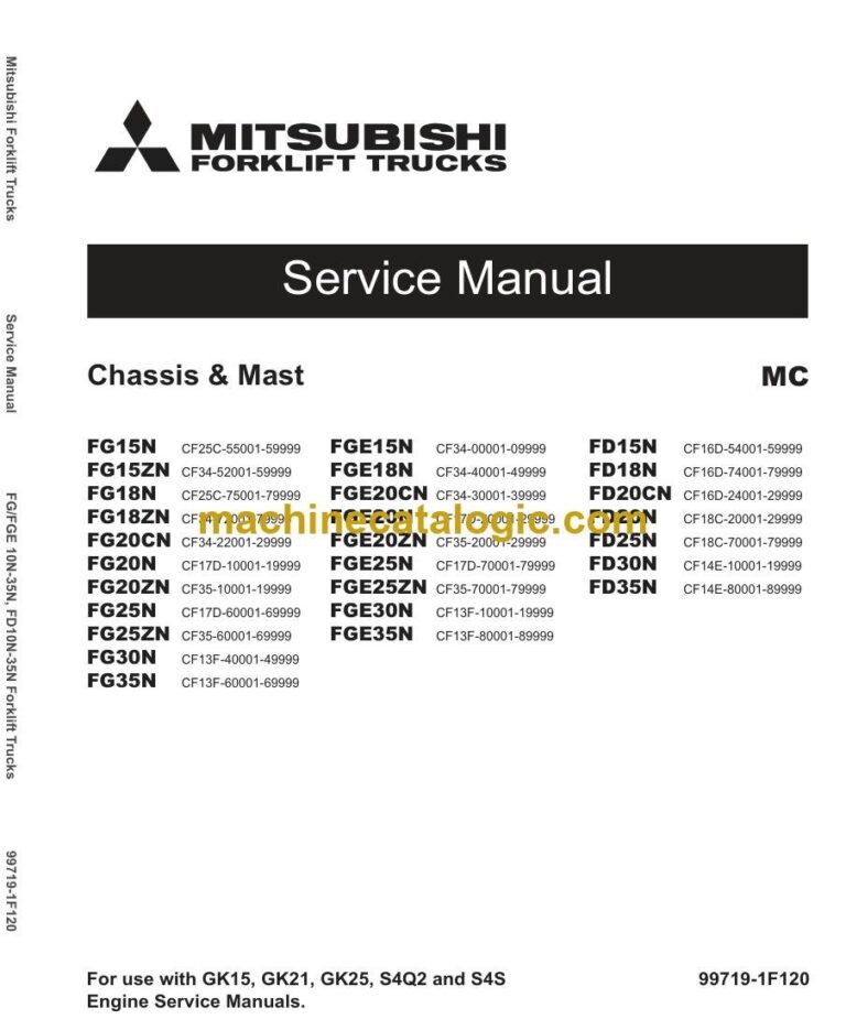 Mitsubishi FG15ZN Forklift Service Manual (99719-1F120)