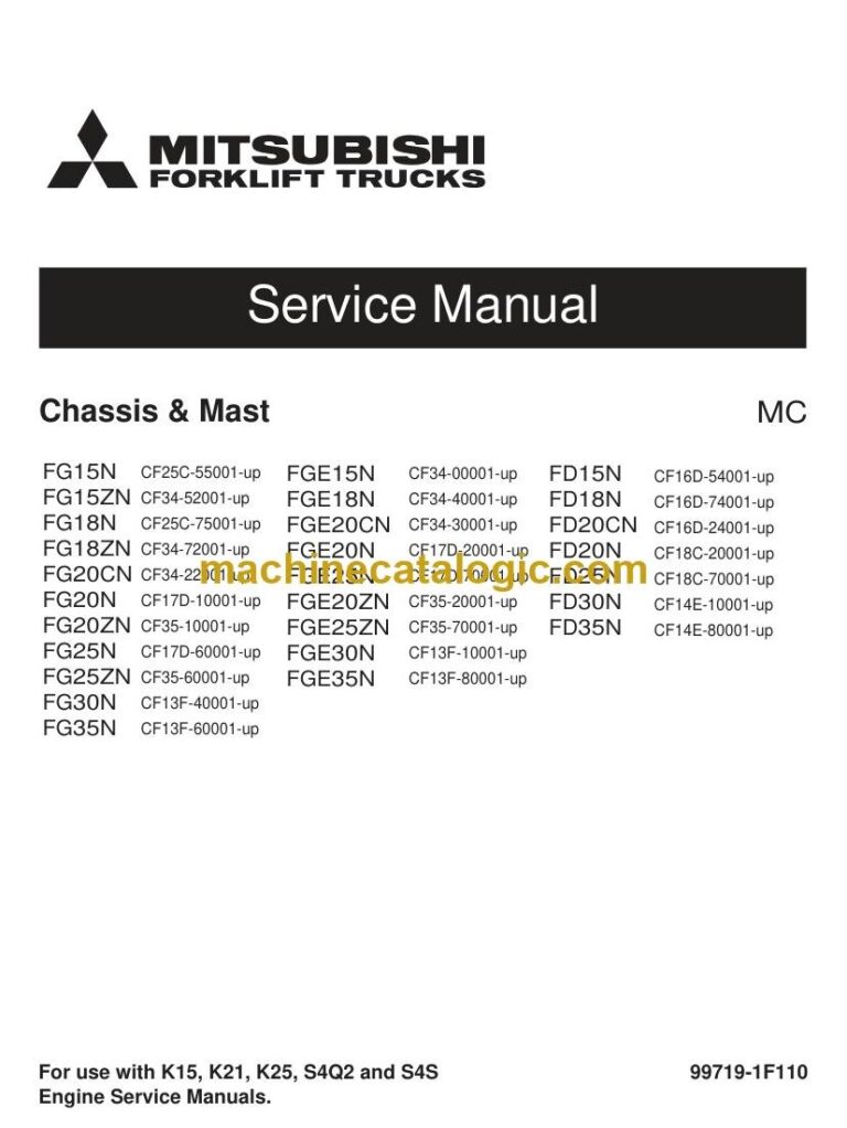Mitsubishi FG18N Forklift Service Manual (99719-1F120)