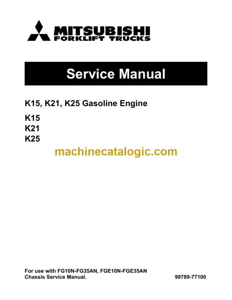 Mitsubishi FG30NM Forklift Engine Service Manual (99789-77100)