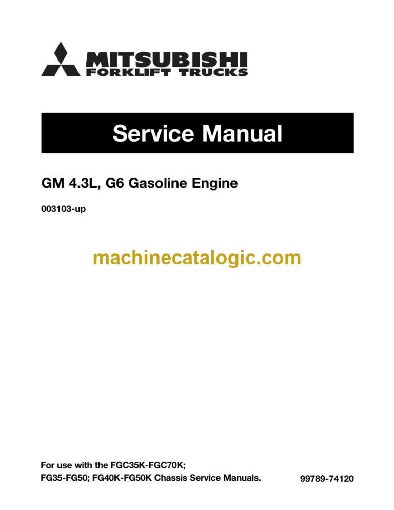 Mitsubishi FG50 Forklift Engine Service Manual (99789-74120)