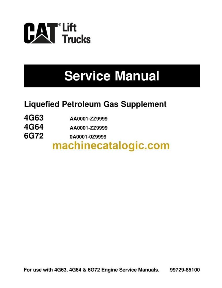 Caterpillar GC20HP Forklift LPG Service Manual (99729-85100)