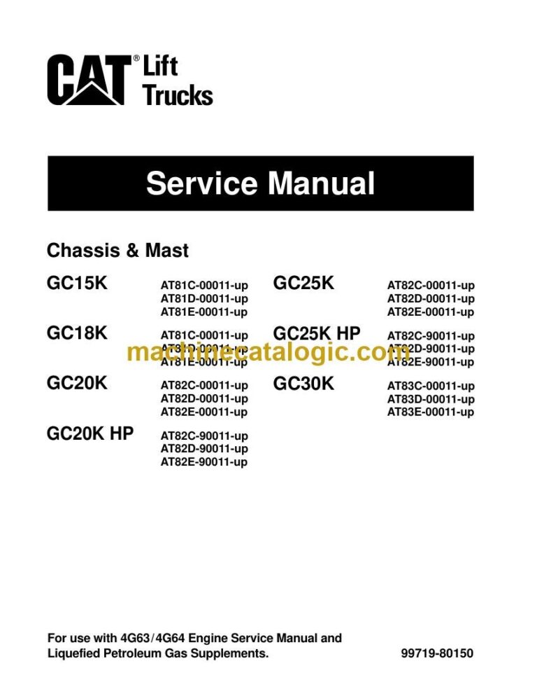 Caterpillar GC20K Forklift LPG Service Manual (99719-80150)