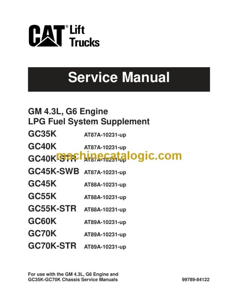 Caterpillar GC45K Forklift LPG Service Manual (99789-84122)