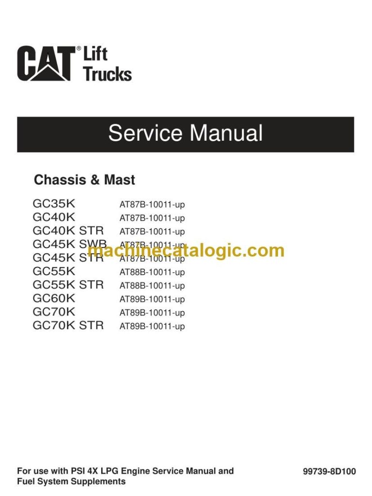 Caterpillar GC55K Forklift LPG Service and Schematic Manual (99739-8D100)