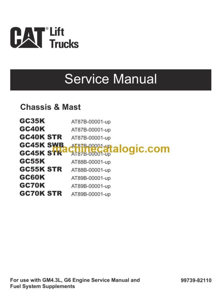 Caterpillar GC55K STR Forklift Engine Service and Schematic Manual (99739-82110)