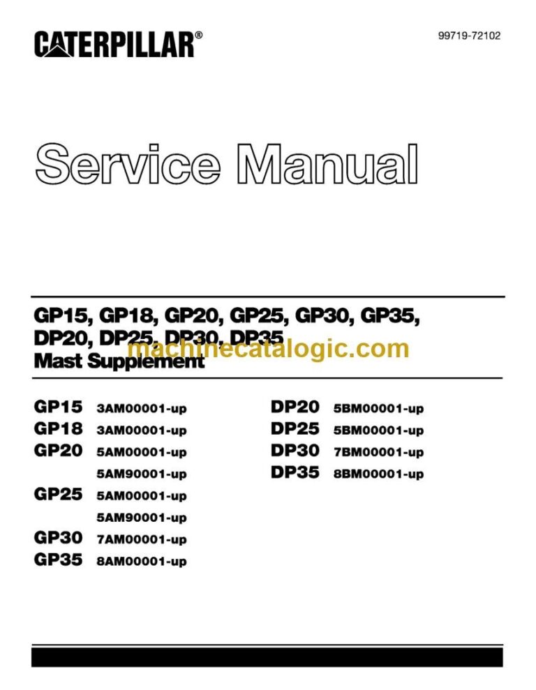 Caterpillar DP20 Forklift Mast Supplement Service Manual (99719-72102)