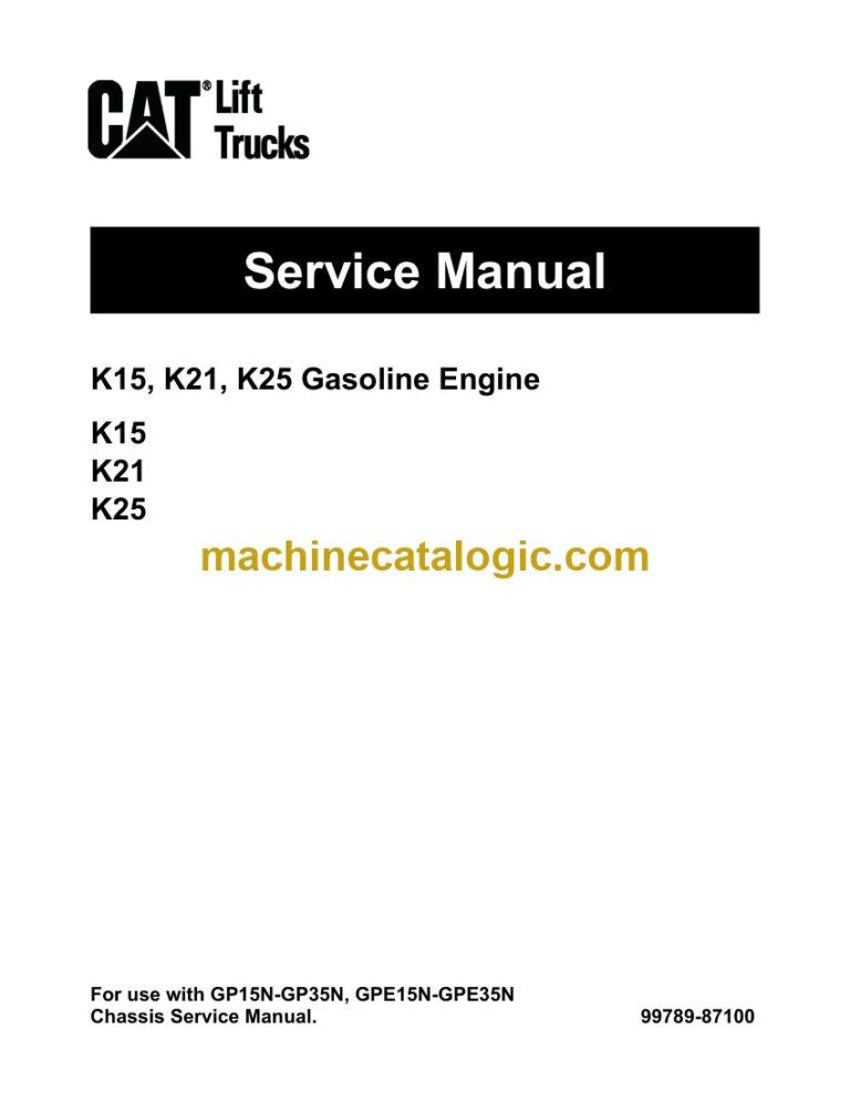 Caterpillar GP20CND Forklift Engine Service Manual (99789-87100)