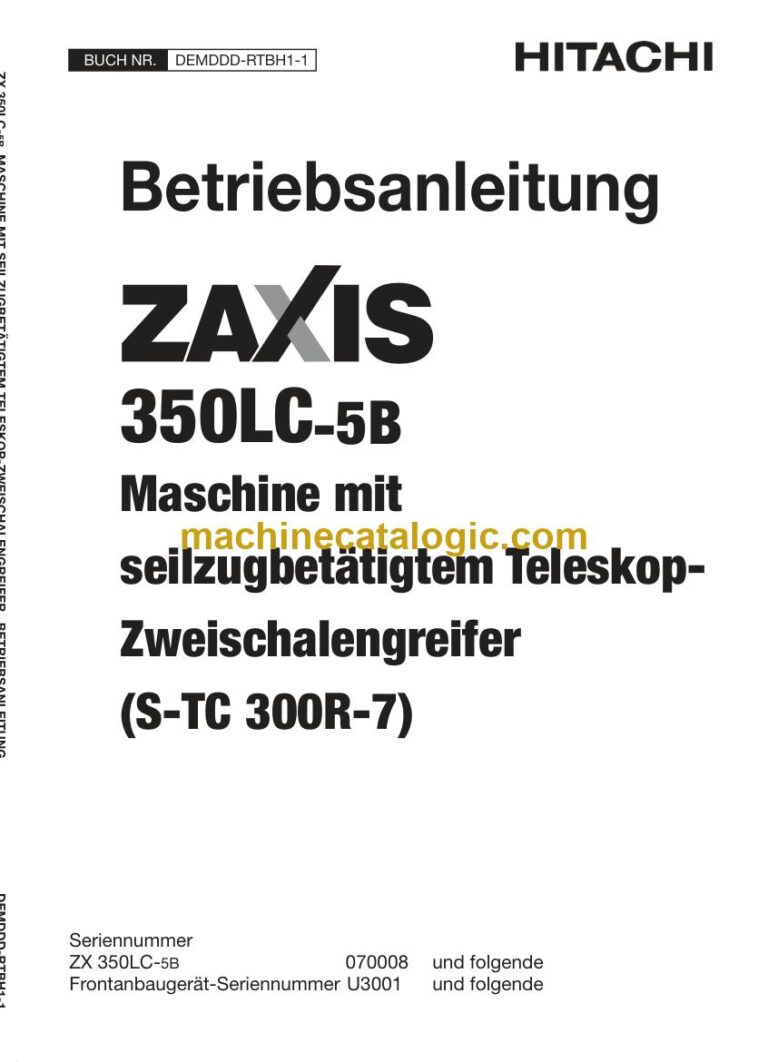 Hitachi ZX350LC-5B, TC300R-7 Greifer Teleskopgreifer Betriebsanleitung (DEMDDD-RTBH1-1) – Deckblatt