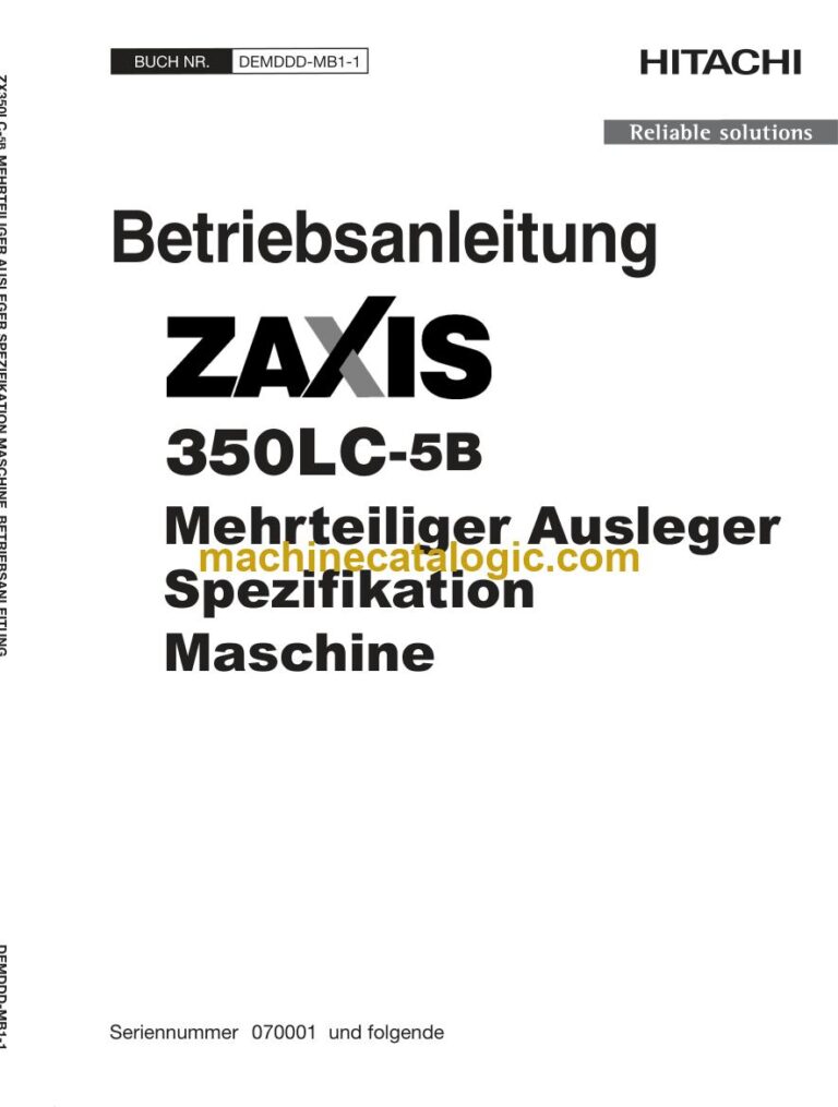 Hitachi ZX350LC-5B Hydraulikbagger Mehrteiliger Ausleger Betriebsanleitung (DEMDDD-MB1-1) – Deckblatt