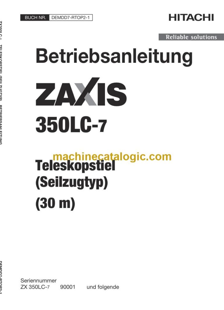 Hitachi ZX350LC-7 Hydraulikbagger Teleskopstiel Betriebsanleitung (DEMDD7-RTOP2-1) – Deckblatt