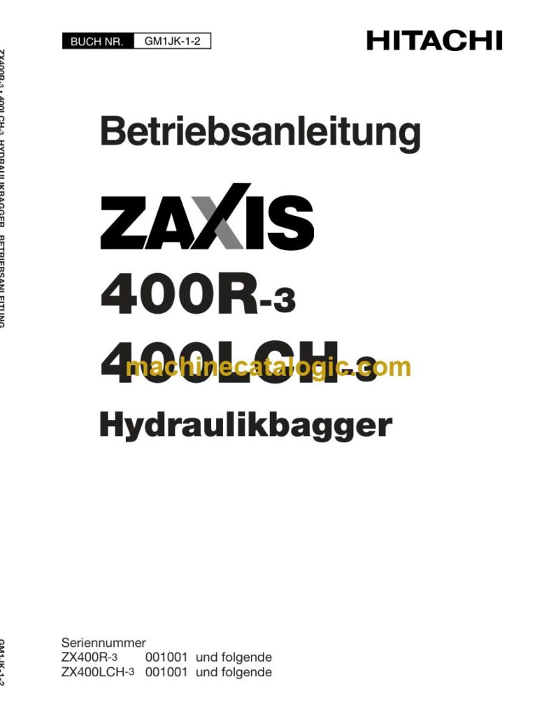 Hitachi ZX400R-3, ZX400LCH-3 Hydraulikbagger Betriebsanleitung (GM1JK-1-2) – Deckblatt