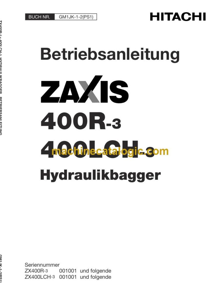 Hitachi ZX400R-3, ZX400LCH-3 Hydraulikbagger Betriebsanleitung (GM1JK-1-2-PS1) – Deckblatt