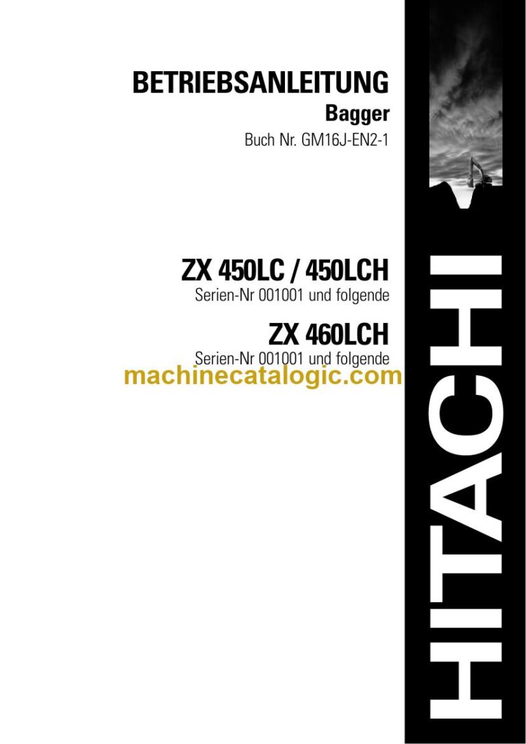 Hitachi ZX460LCH Hydraulikbagger Betriebsanleitung (GM16J-EN2-1) – Deckblatt