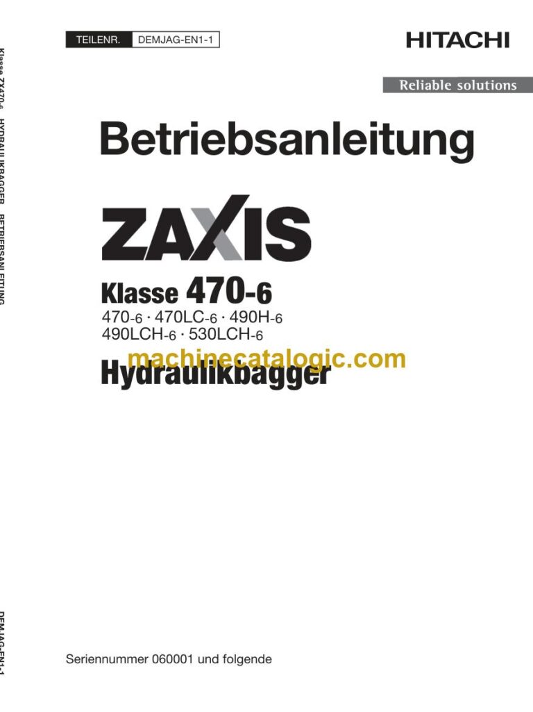 Hitachi ZX470-6 Hydraulikbagger Betriebsanleitung (DEMJAG-EN1-1) – Deckblatt