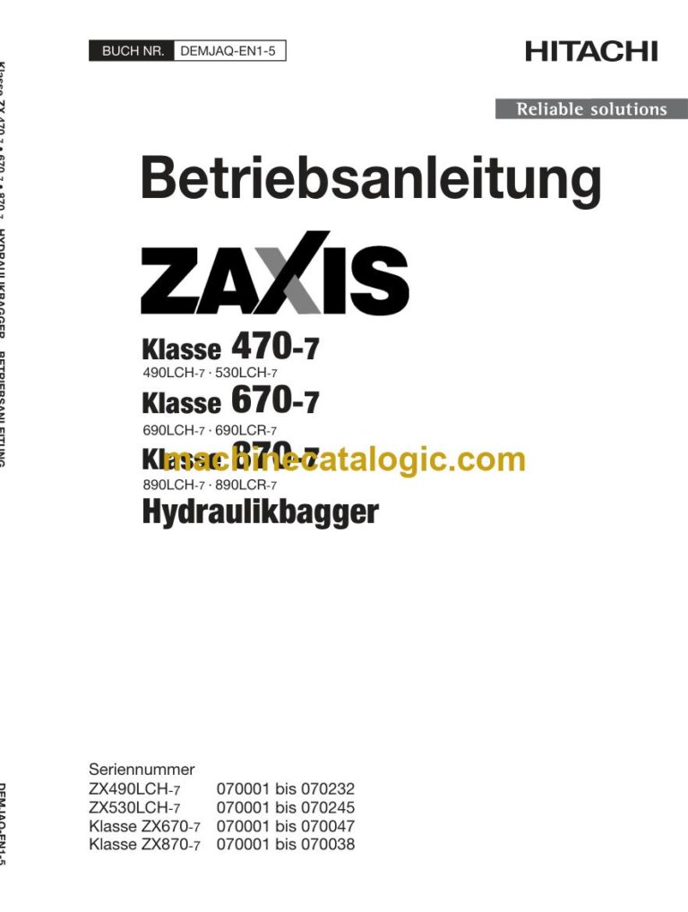 Hitachi ZX870-7 Hydraulikbagger Betriebsanleitung (DEMJAQ-EN1-5) – Deckblatt