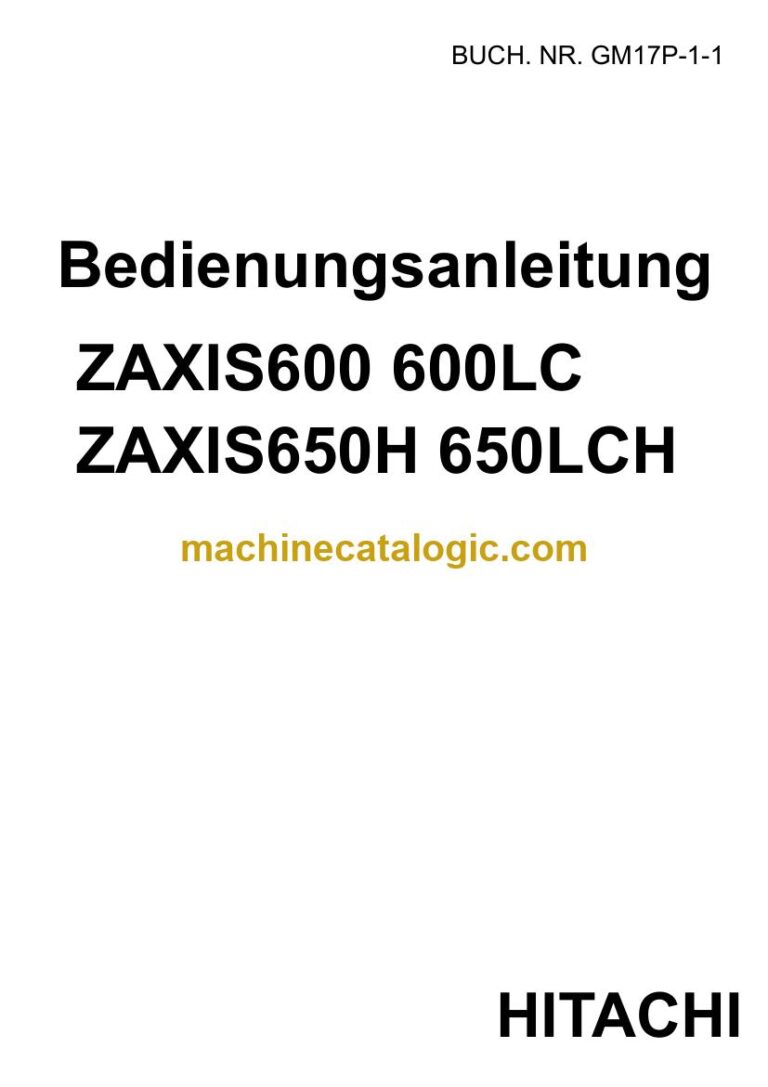 Hitachi ZX600, ZX600LC Hydraulikbagger Betriebsanleitung (GM17P-1-1) – Deckblatt