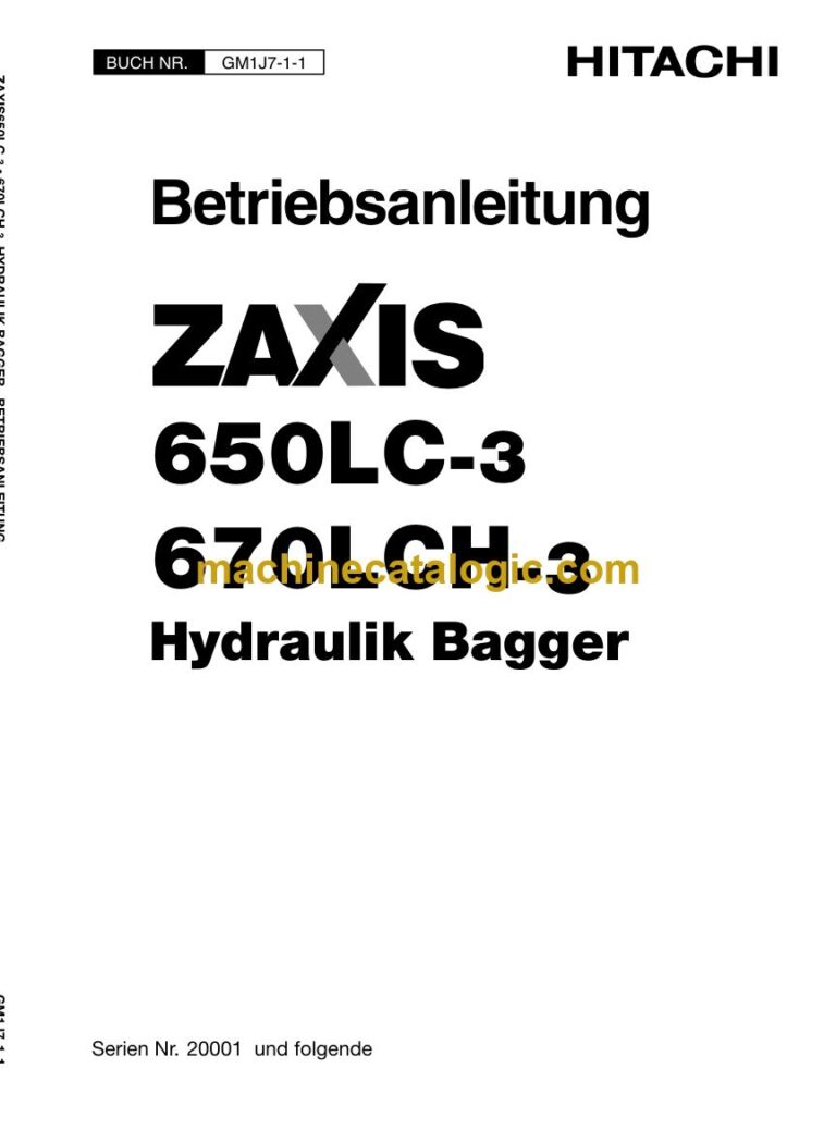 Hitachi ZX650LC-3, ZX670LCH-3 Hydraulikbagger Betriebsanleitung (GM1J7-1-1) – Deckblatt