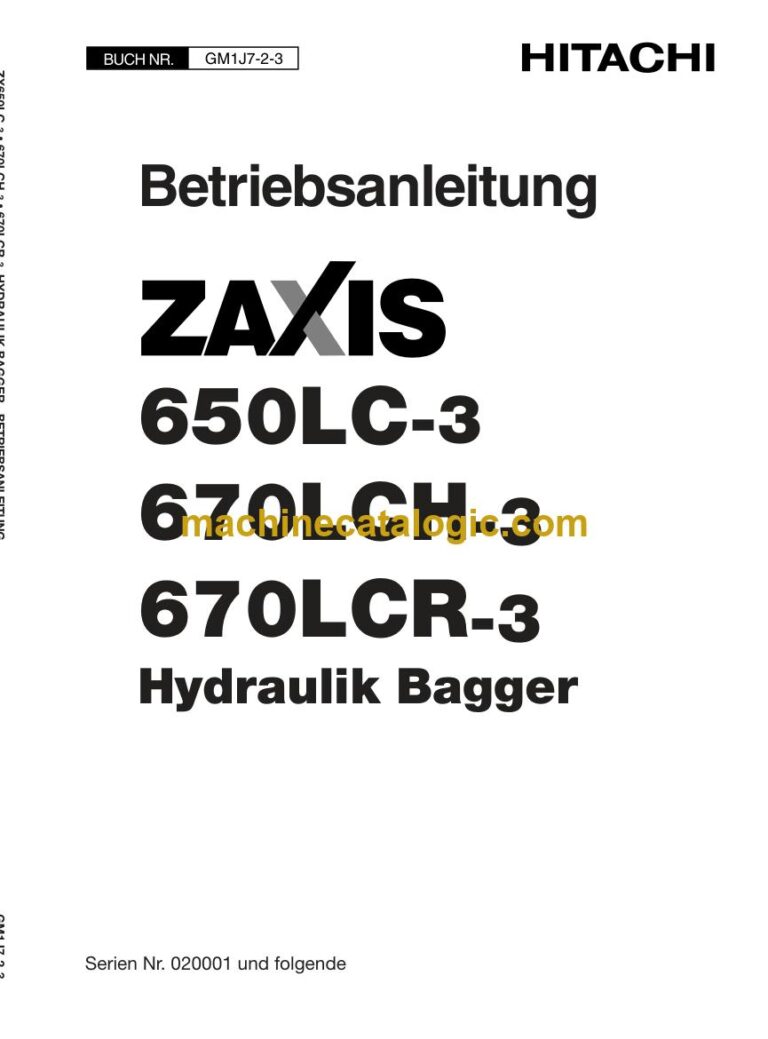 Hitachi ZX650LC-3 Hydraulikbagger Betriebsanleitung (GM1J7-2-3) – Deckblatt