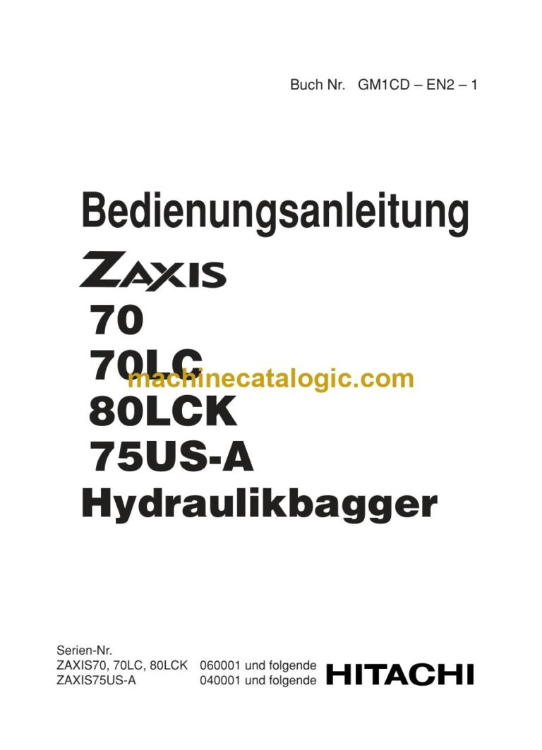 Hitachi ZX80LCK, ZX75US-A Hydraulikbagger Betriebsanleitung (GM1CD-EN2-1) – Deckblatt