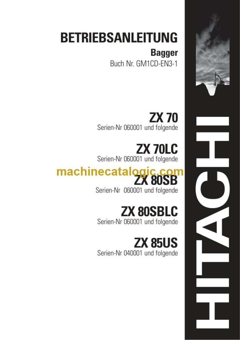 Hitachi ZX85US Hydraulikbagger Betriebsanleitung (GM1CD-EN3-1) – Deckblatt