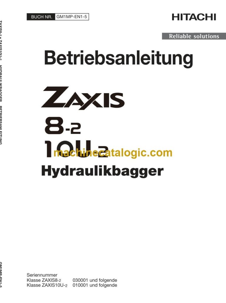 Hitachi ZX8-2, ZX10U-2 Hydraulikbagger Betriebsanleitung (GM1MP-EN1-5) – Deckblatt