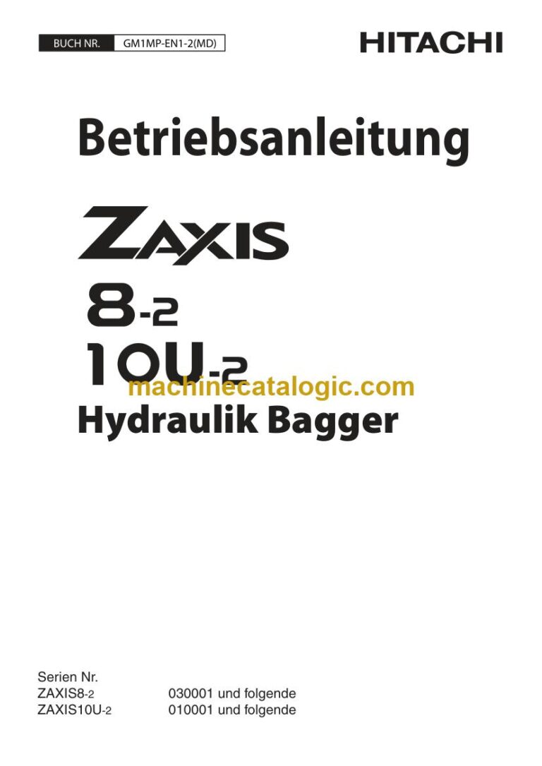 Hitachi ZX8-2, ZX10U-2 Hydraulikbagger Betriebsanleitung (GM1MP-EN1-2-MD) – Deckblatt