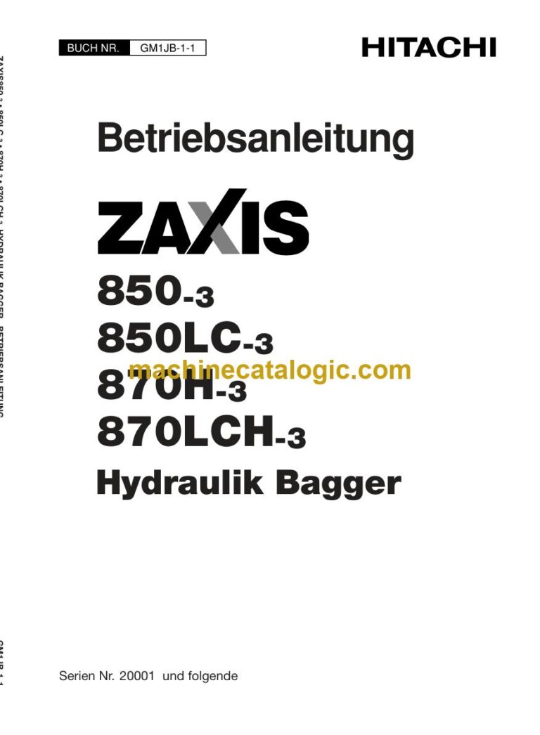 Hitachi ZX870H-3, ZX870LCH-3 Hydraulikbagger Betriebsanleitung (GM1JB-1-1) – Deckblatt