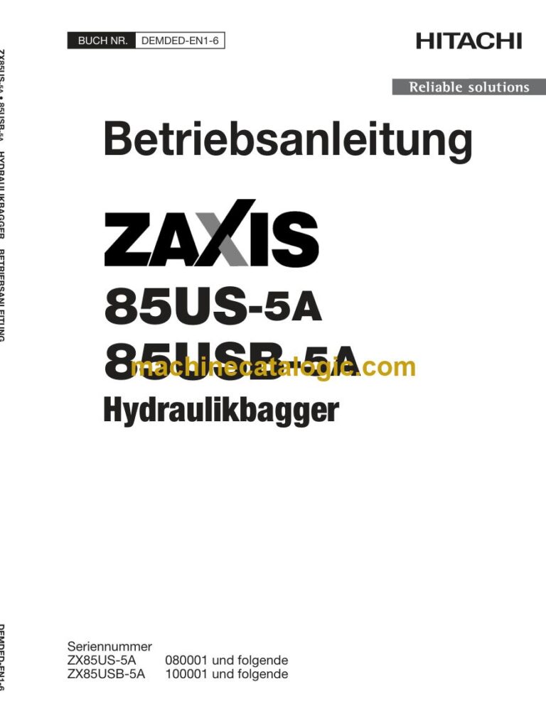 Hitachi ZX85US-5A, ZX85USB-5A Hydraulikbagger Betriebsanleitung (DEMDED-EN1-6) – Deckblatt