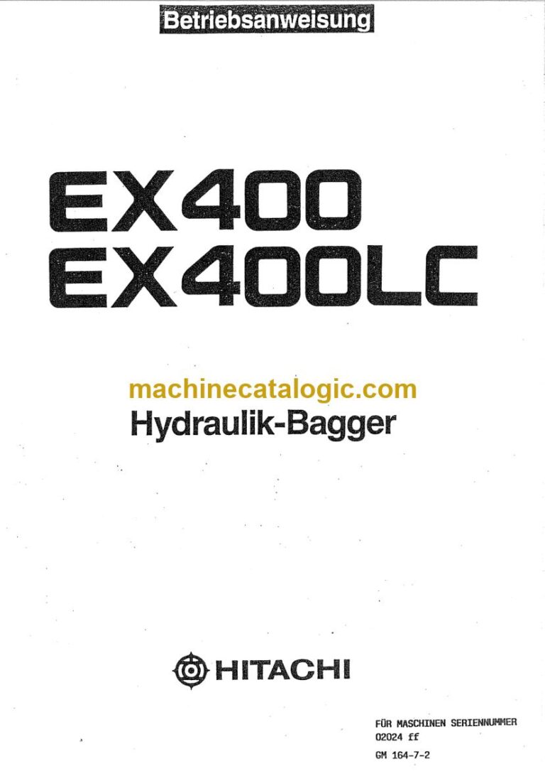 Hitachi EX400, EX400LC Hydraulikbagger Betriebsanleitung (GM164-7-2) – Deckblatt