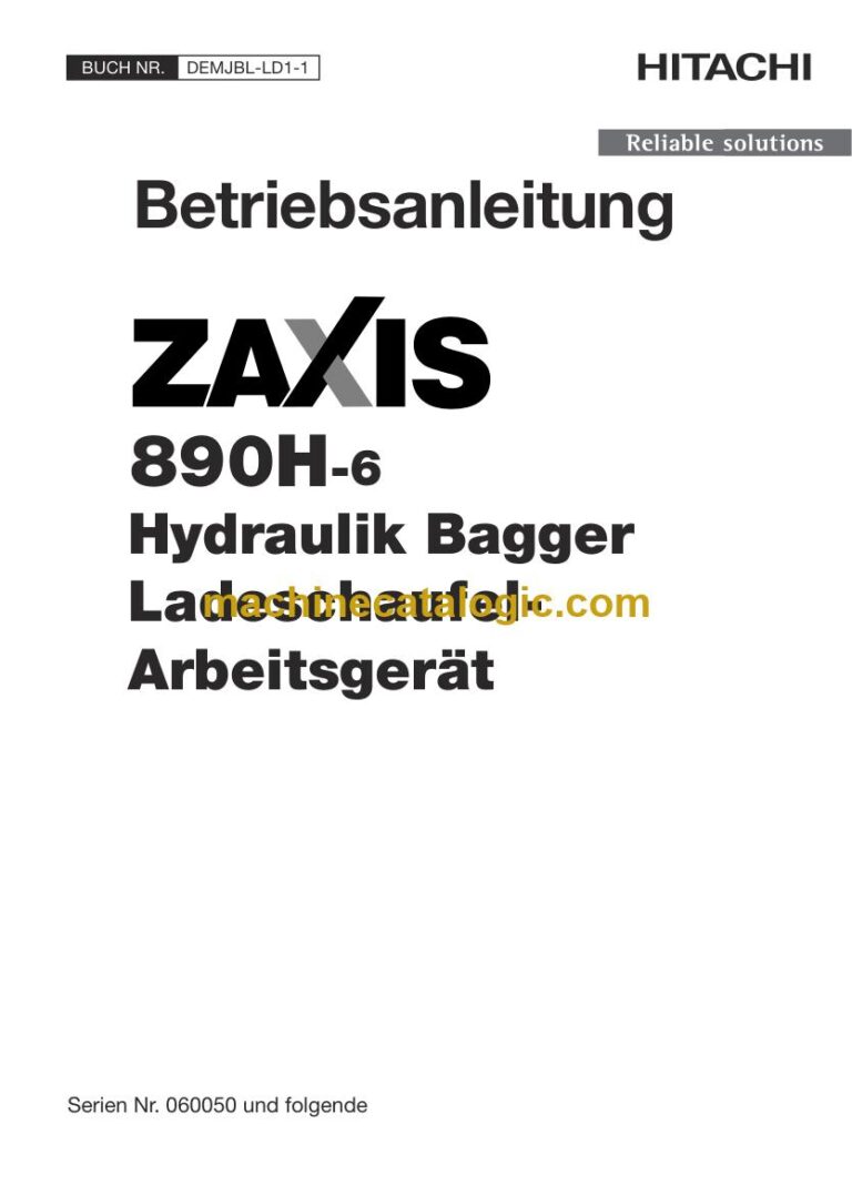 Hitachi ZX890H-6 Hydraulikbagger Ladeschaufel-Arbeitsgerät Betriebsanleitung (DEMJBL-LD1-1) – Deckblatt